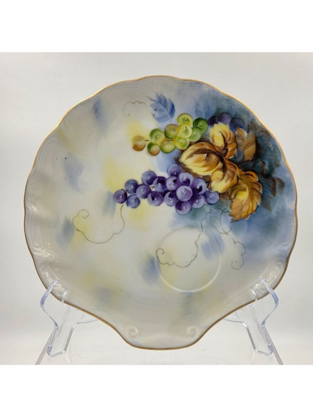 Lefton Festival SL2619 Set of 2 Snack Plate and Cup Porcelain Purple Green Grape - Picture 3 of 10